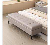 Panca Porta Scarpe in Ecopelle con Contenitore, Pouf per Camera da Letto | Pouf Imbottito Moderno con Gambe in Metallo, Panca Contenitore per Soggiorno e Letto.(Gray,180x40x45cm/70.9x15.7x17.7in)