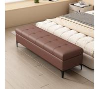 Panca Porta Scarpe in Ecopelle con Contenitore, Pouf per Camera da Letto | Pouf Imbottito Moderno con Gambe in Metallo, Panca Contenitore per Soggiorno e Letto.(Brown,180x40x45cm/70.9x15.7x17.7in)