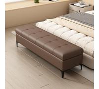 Panca Porta Scarpe in Ecopelle con Contenitore, Pouf per Camera da Letto | Pouf Imbottito Moderno con Gambe in Metallo, Panca Contenitore per Soggiorno e Letto.(Coffee,140x40x45cm/55.1x15.7x17.7in)