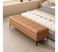 Panca Porta Scarpe in Ecopelle con Contenitore, Pouf per Camera da Letto | Pouf Imbottito Moderno con Gambe in Metallo, Panca Contenitore per Soggiorno e Letto.(Orange,130x40x45cm/51.2x15.7x17.7in)