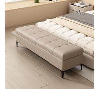 Panca Porta Scarpe in Ecopelle con Contenitore, Pouf per Camera da Letto | Pouf Imbottito Moderno con Gambe in Metallo, Panca Contenitore per Soggiorno e Letto.(Beige,150x40x45cm/59.1x15.7x17.7in)