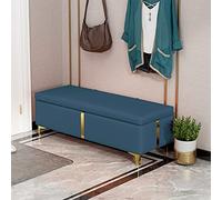 Panca porta scarpe moderna in pelle PU blu navy rettangolare con parte superiore sollevabile ottomana imbottita ingresso elegante sgabello per soggiorno - 100 x 40 x 42 cm