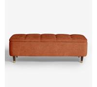 Panca Porta Scarpe Moderna in Tessuto di Lino,Panca da Camera da Letto con Contenitore,Cassapanca con Coperchio Ribaltabile Poggiapiedi per Divano(Orange,80cm)