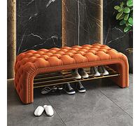 Panca porta scarpe, moderna panca da ingresso imbottita in velluto con design trapuntato con bottoni, comoda panca da letto per una lussuosa decorazione domestica e organizzare le scarpe