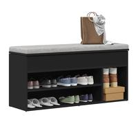 Panca Porta Scarpe Nera 102x30,5x45 cm in Legno Multistrato