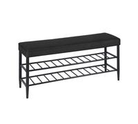 Relaxdays Schuhbank Seduta Imbottita in Ecopelle, 2 Ripiani per 8 Paia, scarpiera HBT 50 x 100 x 30 cm, Nero, Ferro, Schiuma, plastica, 50x100x30 cm