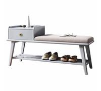 Panca Portaoggetti A 2 Ripiani Con Cassetto - Panca Portascarpe In Legno For Ingresso - 94x30x57 Cm Grigio(Grey)