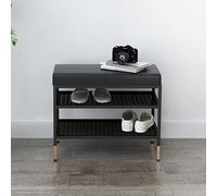 Panca portaoggetti a 2 Ripiani, Panca Superiore per Letto con Finta Pelle, Organizer per Rack, con Seduta in Rete, per Camera da Letto, Ingresso, corridoio e Armadio (B 60 * 32 * 47 cm