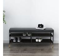 Panca portaoggetti a 2 Ripiani, Panca Superiore per Letto con Similpelle, Organizer per Rack, con Seduta in Rete, per Camera da Letto, Ingresso, corridoio e Armadio (B 120 * 32 * 47 cm