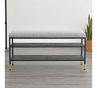 Panca portaoggetti a 2 Ripiani, Panca Superiore per Letto con Similpelle, Organizer per Rack, con Seduta in Rete, per Camera da Letto, Ingresso, corridoio e Armadio (C 100 * 32 * 47 cm