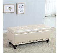 Panca portaoggetti beige con seduta imbottita multifunzionale scarpiera ottomana nascosta cassettiera portaoggetti per ingresso camera da letto soggiorno 80 x 40 x 42 cm