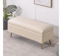 Panca portaoggetti con cerniera di sicurezza, letto imbottito, grande poggiapiedi per ingresso e corridoio, eleganti gambe in metallo, perfetto per la casa e l'arredamento