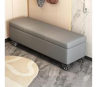 Panca portaoggetti con ruote, ottomana imbottita per ingresso, soggiorno, letto, versatile soluzione elegante e salvaspazio, colore: grigio chiaro