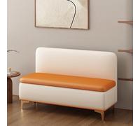 Panca portaoggetti con schienale alto in legno massello, scarpiera ottomana imbottita per ingresso, soggiorno, ufficio e corridoio, larghezza 80 cm, scomparto portaoggetti opzionale