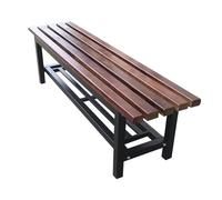 Panca portaoggetti da esterno con struttura in acciaio in legno massello, perfetta per patio, giardino, veranda, spogliatoio, 180,3 x 38,1 x 45,7 cm, marrone