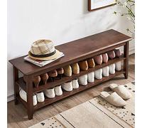 Panca portaoggetti da ingresso in legno con scarpiera, design rustico in legno massello per l'organizzazione della casa e la seduta