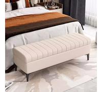 Panca portaoggetti di lusso, pouf imbottito per camera da letto e ingresso, nessun montaggio richiesto, elegante contenitore bianco, 130 cm, mobili moderni