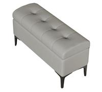 Panca portaoggetti grigio chiaro - poggiapiedi rettangolare imbottito in pelle per letto e divano, sgabello per scarpe, 80 cm, elegante decorazione per la casa, soluzione salvaspazio