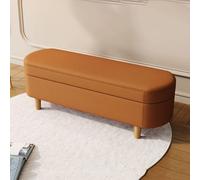 Panca portaoggetti imbottita in velluto arancione con gambe in legno, sgabello rettangolare per pianoforte, 120 cm, seduta con finestra, per soggiorno e camera da letto