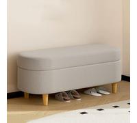 Panca portaoggetti imbottita in velluto grigio chiaro con gambe in legno, sgabello rettangolare per pianoforte, elegante seduta per arredare la casa (100 cm)