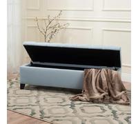 Panca portaoggetti imbottita moderna blu - elegante ottomana per letto ingresso o soggiorno - versatile arredamento per la casa e arredamento elegante