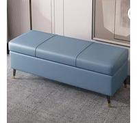 Panca portaoggetti in pelle PoufShoe Rack per ingresso soggiorno corridoio blu 80 cm elegante soluzione di archiviazione per la casa arredamento
