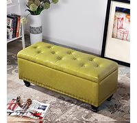 Panca portaoggetti in pelle sintetica di pino verde, 60 x 40 x 45 cm, soluzione elegante per la decorazione della camera da letto