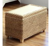 Panca portaoggetti in rattan, cassettiera ottomana per soggiorno, camera da letto, ingresso, soluzione organizzativa per mobili da interni, con gambe in legno massello