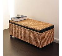 Panca portaoggetti in rattan intrecciato a mano, multifunzionale, per ingresso e soggiorno, arredamento elegante e salvaspazio