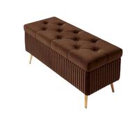 Panca portaoggetti in velluto con gambe in metallo, seduta imbottita, contenitore per scarpe per camera da letto e soggiorno, elegante panca per nizing e decorazione.