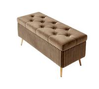 Panca portaoggetti in velluto con gambe in metallo, seduta ottomana imbottita, elegante per camera da letto e soggiorno, perfetta per scarpe e decorazioni per la casa