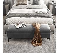 Panca portaoggetti in velluto di alta qualità per camera da letto, non richiede montaggio, elegante ottomana grigia, perfetta per la fine del letto, 80 x 40 x 43 cm, soluzione di arredamento