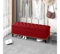 Panca portaoggetti in velluto di lusso, moderna, imbottita, con bottoni, elegante per camera da letto, ottomana chic per la decorazione della casa