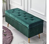 Panca portaoggetti in velluto di lusso, ottomana decorativa di fascia alta, comoda, per riporre le scarpe, poggiapiedi da ingresso, mobili eleganti, colore verde, 80 x 40 cm