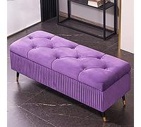 Panca portaoggetti in velluto di lusso, stile moderno, ottomana, per camera da letto e ingresso, imbottita, colore viola, 110 x 45 x 45 cm, elegante arredamento per la casa