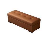 Panca portaoggetti marrone con gambe a chiusura rallentata, supporto con sollevamento a gas, ottomana moderna per soggiorno o camera da letto, bordi lisci, 130 cm