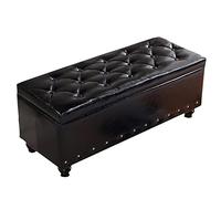 Panca portaoggetti moderna in ecopelle nera, rettangolare, con seduta imbottita per riporre le scarpe, elegante poggiapiedi per soggiorno, 100 x 45 x 40 cm