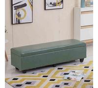 Panca portaoggetti moderna in ecopelle verde, elegante mobile rettangolare da ingresso, divano compatto per soggiorno, letto e corridoio, design versatile e chic