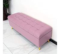 Panca portaoggetti moderna in finta pelle rosa, seduta imbottita e salvaspazio, ideale per camera da letto e soggiorno, ideale per la decorazione della casa, 80 x 40 x 43 cm