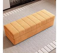 Panca portaoggetti moderna in legno massello, panca da ingresso dal design premium, elegante divano soluzione per la casa (colore: giallo scuro Dimensioni: 110 cm)