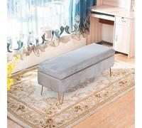 Panca portaoggetti moderna in velluto, 100 cm, rettangolare, ottomana imbottita, seduta imbottita per ingresso, elegante arredamento per soggiorno, salvaspazio