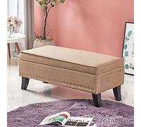 Panca portaoggetti moderna multifunzionale imbottita in cotone e lino, ottomana per camera da letto, soggiorno, poggiapiedi, elegante contenitore per divano e decorazione della casa