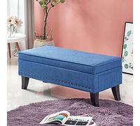 Panca portaoggetti moderna multifunzionale in morbido cotone e lino, imbottita, poggiapiedi elegante, per soggiorno e camera da letto, F 100