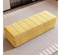 Panca portaoggetti moderna - Panca da ingresso in legno massello, design di fascia alta, seduta versatile da letto, giallo chiaro, 100 cm, soluzione elegante per la casa