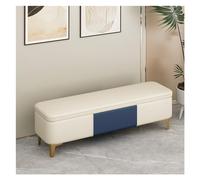 Panca portaoggetti moderna, panca da ingresso, ottomana per camera da letto, moderna panca in ecopelle per camera da letto, panca imbottita con gambe dorate decorativa (bianco, 100 x 40 x 40 cm)