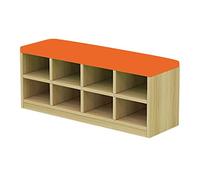 Panca portaoggetti multifunzionale con scarpiera e barriera per attività, divano imbottito facile da pulire per l'organizzazione interna della cameretta dei bambini