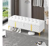 Panca portaoggetti per camera da letto, cassettiera moderna imbottita in pelle beige con contenitore, lussuosa panca per spazi abitativi organizzati