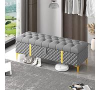 Panca portaoggetti per camera da letto, cassettiera moderna imbottita in pelle beige con contenitore, lussuosa panca per spazi abitativi organizzati