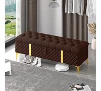Panca portaoggetti per camera da letto, cassettiera moderna imbottita in pelle beige con contenitore, lussuosa panca per spazi abitativi organizzati