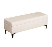 Panca portaoggetti per la casa, in pelle per camera da letto, elegante poggiapiedi per soggiorno, sgabello da toeletta, bianco, 120 x 40 cm, perfetta per nization e comfort